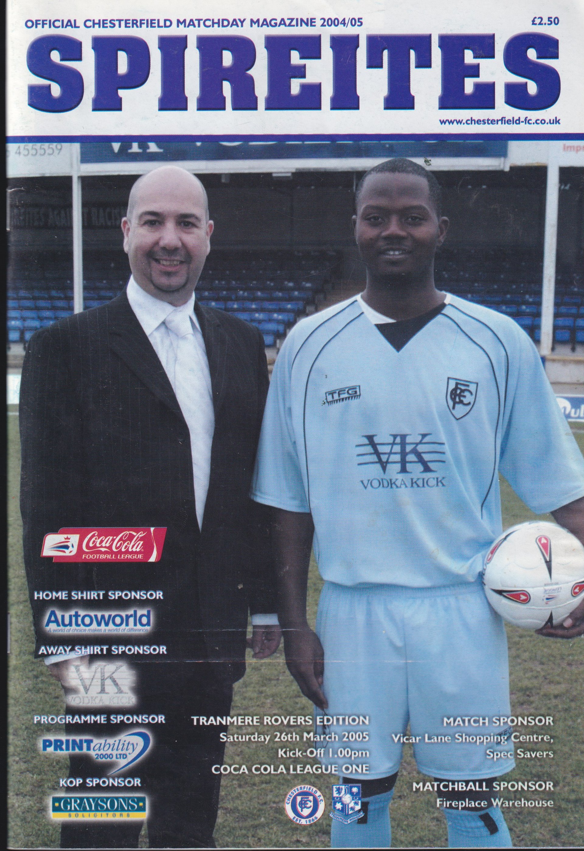 Chesterfield v Tranmere Rovers match programme